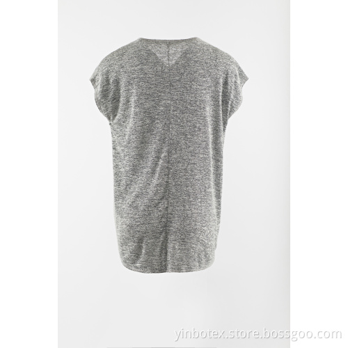Pullover lengan pendek lengan pendek berwarna abu-abu